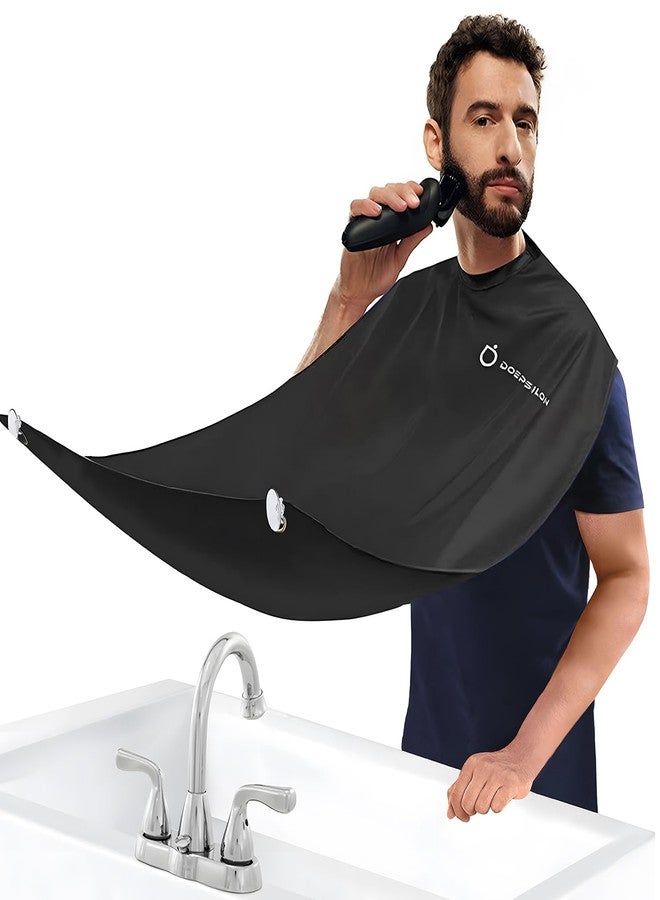 DOEPSILON Beard Bib Beard Apron, Hair-Resistant Beard Bib Hair Catcher, Gifts for Men, Stocking Stuffers, Christmas Gifts Anniversary Birthday Gifts for Him, Shaving Accessories for Men - Black - Image 1